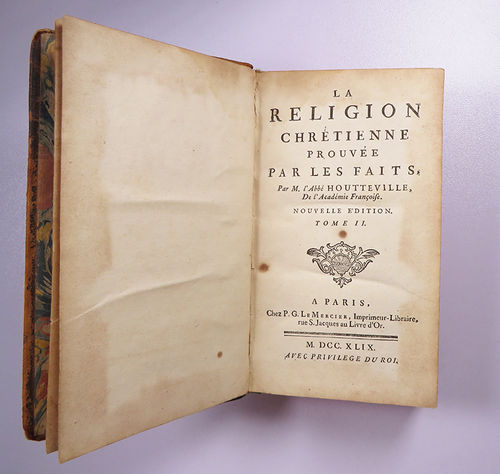 Llibre del s. XVIII: La religion chrétienne prouvée par les faits