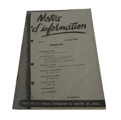 Quaderns d'actualitat del Ministeri de Guerra francès (1946)