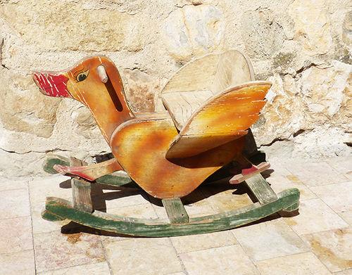 Wooden rocking goose