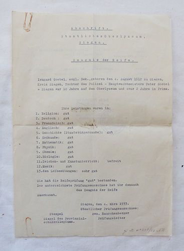 Certificat d'estudis realitzats (any 1933)