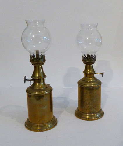 Pair of Pigeon oil lamps