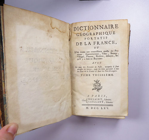 Llibre del s. XVIII: Dictionnaire geographique portatif de la France